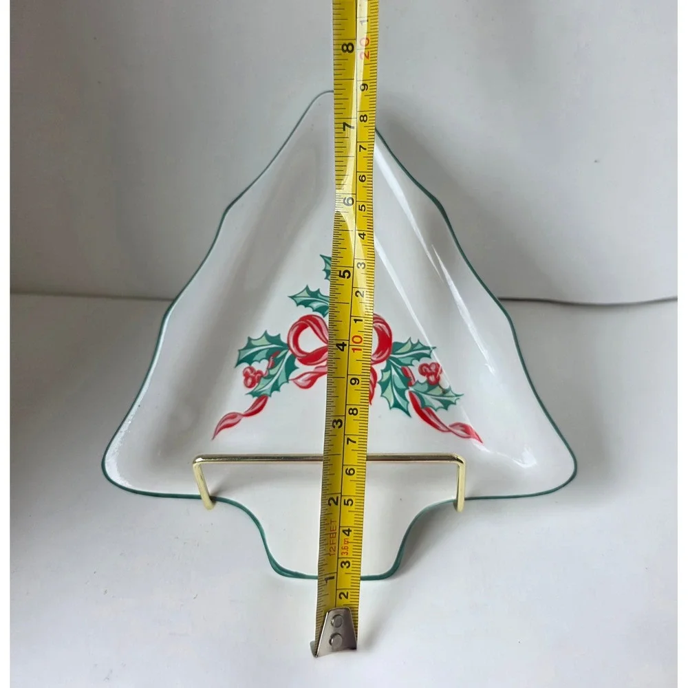 International China Co Christmas Tree Stoneware Dish Holly Bow Holiday Serving